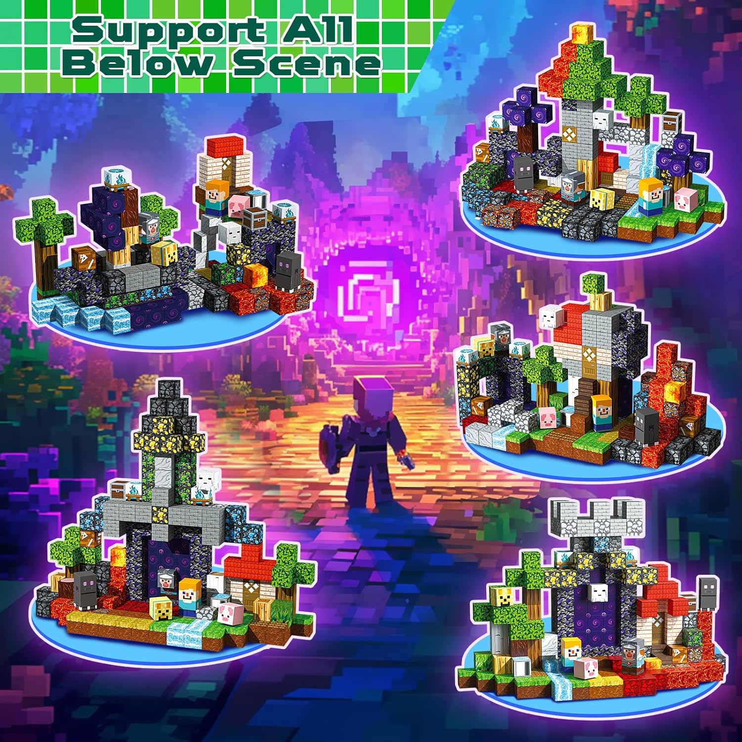 MAGNECRAFT Magnetic Blocks – 200 szt. magnetycznych klocków konstrukcyjnych STEM dla dzieci 3+