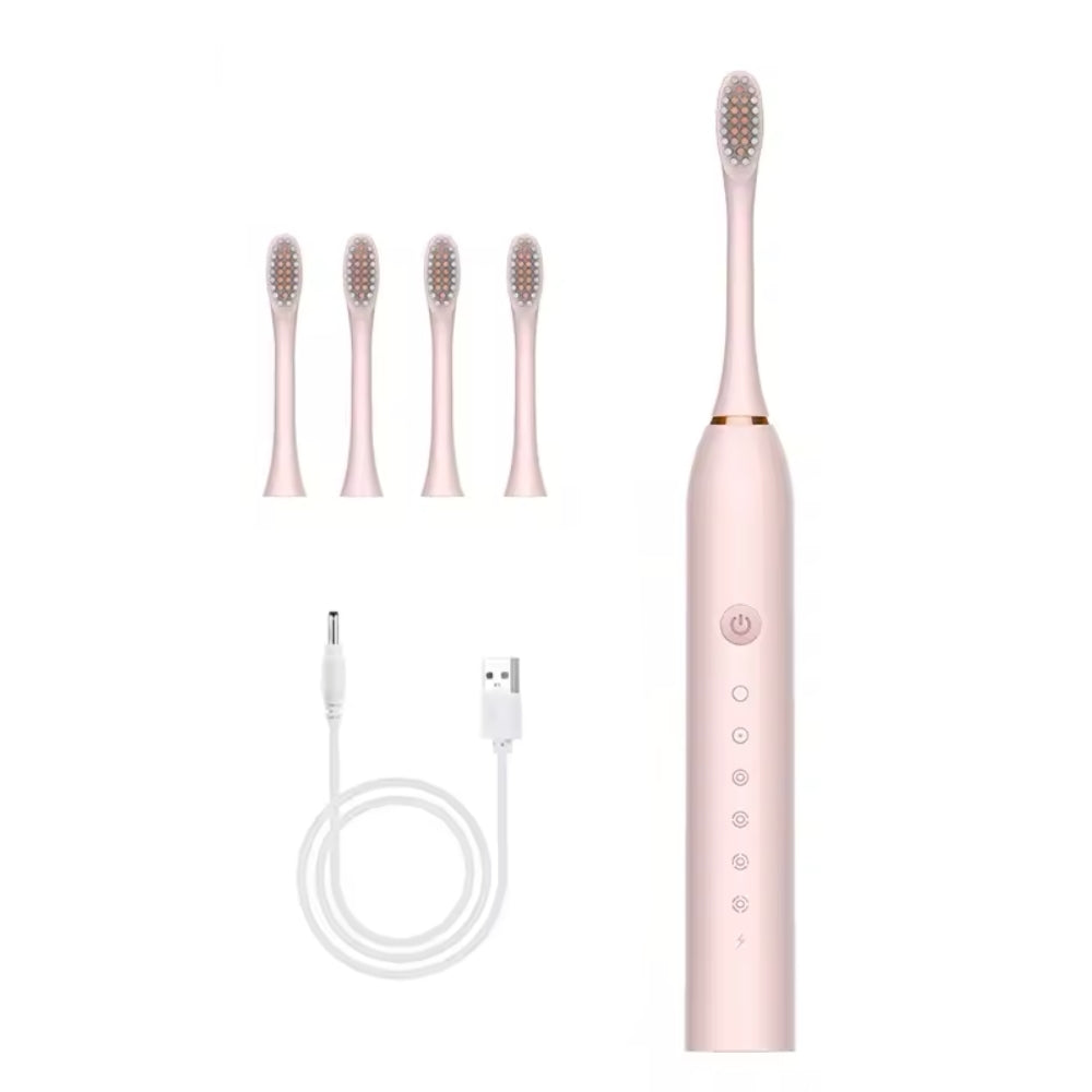 Elektryczna szczoteczka z wbudowanym czasomierzem, 4 dodatkowymi końcówkami, stojak i etui