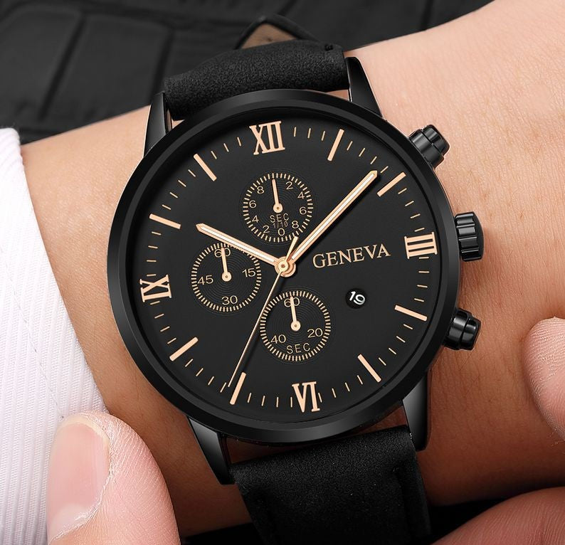 Zegarek męski z paskiem skórzanym