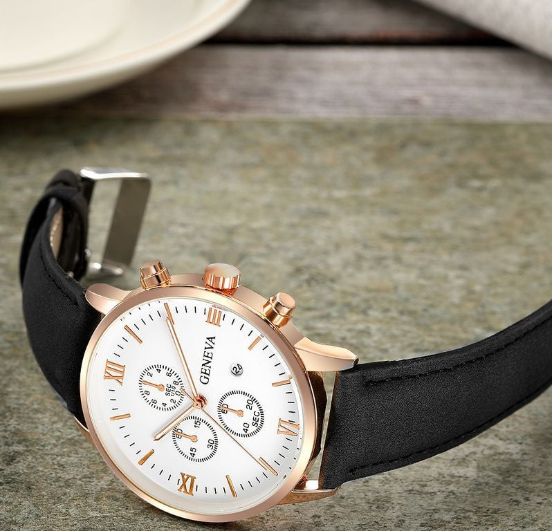 Zegarek męski z paskiem skórzanym