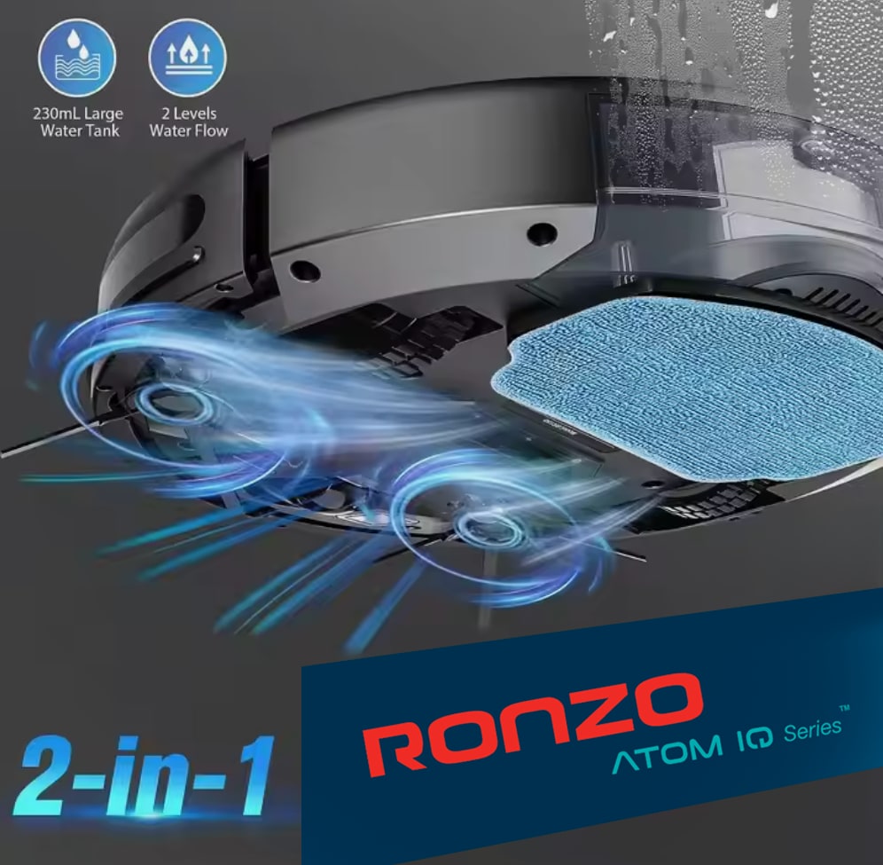 RONZO ATOM IQ Automatyczny odkurzacz i urządzenie do czyszczenia podłóg z bazą ładującą