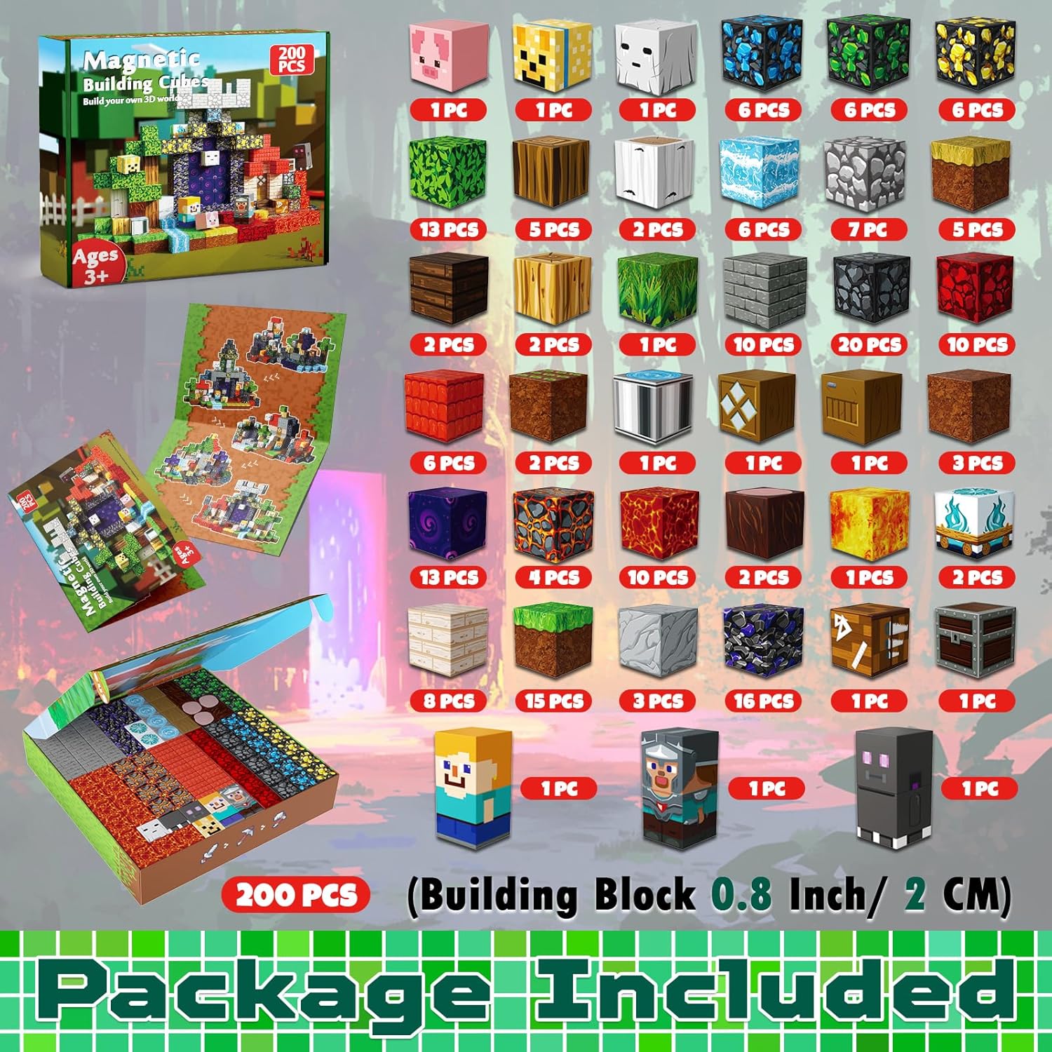 MAGNECRAFT Magnetic Blocks – 200 szt. magnetycznych klocków konstrukcyjnych STEM dla dzieci 3+