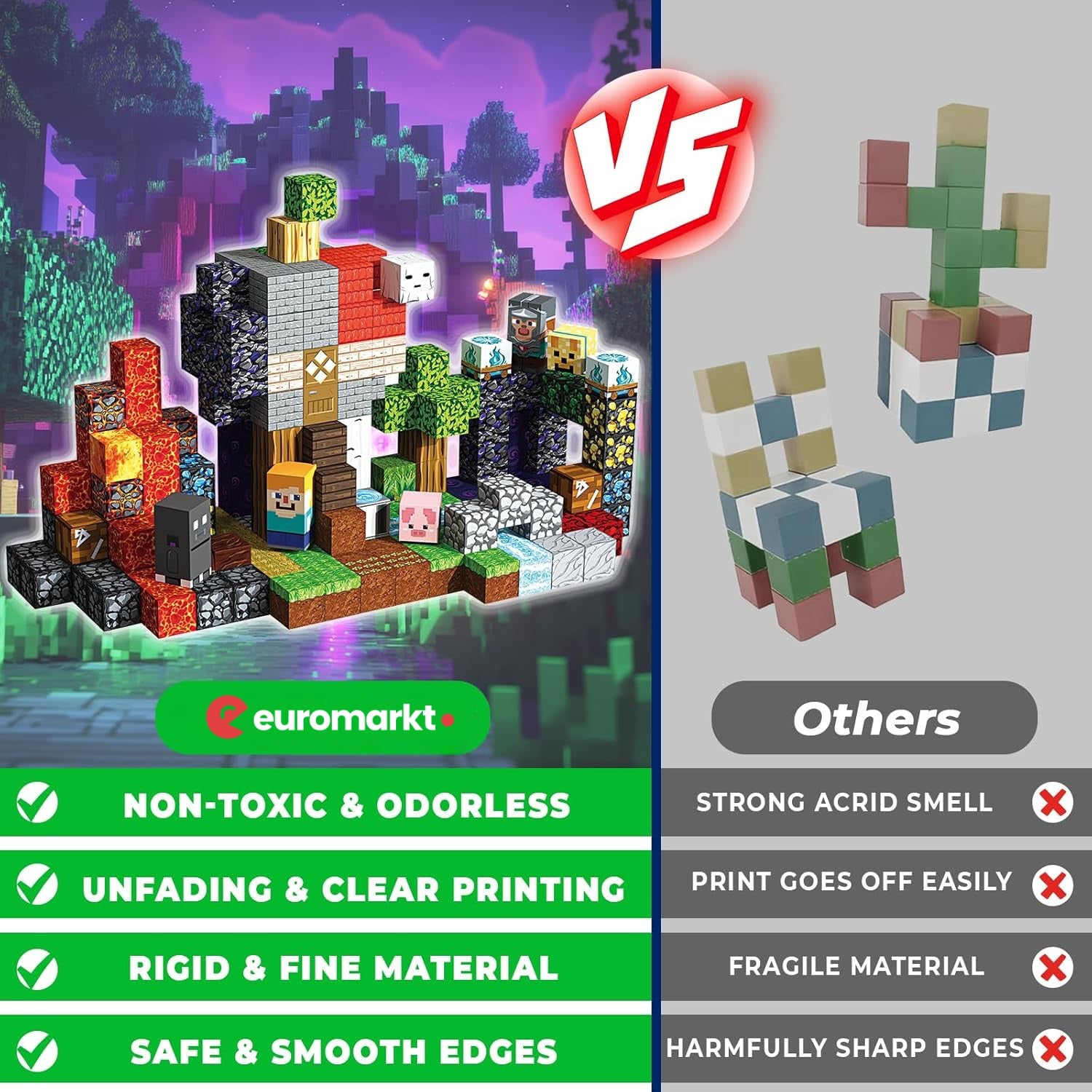 MAGNECRAFT Magnetic Blocks – 200 szt. magnetycznych klocków konstrukcyjnych STEM dla dzieci 3+