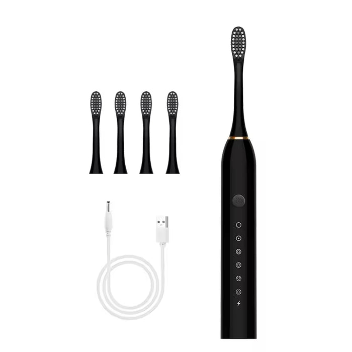 Elektryczna szczoteczka z wbudowanym czasomierzem, 4 dodatkowymi końcówkami, stojak i etui