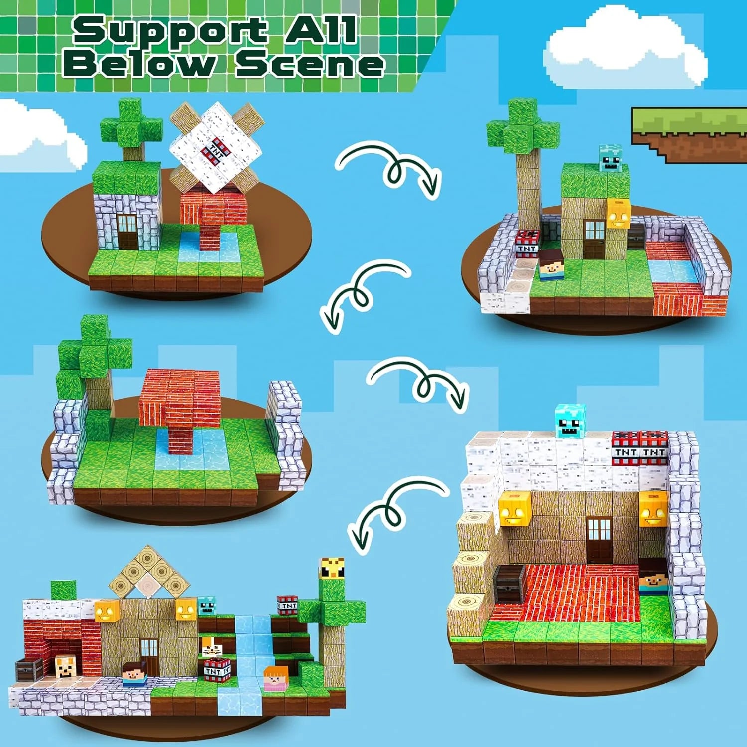 MAGNECRAFT Magnetic Blocks FOREST LIFE – 100 szt. magnetycznych klocków konstrukcyjnych STEM dla dzieci 3+