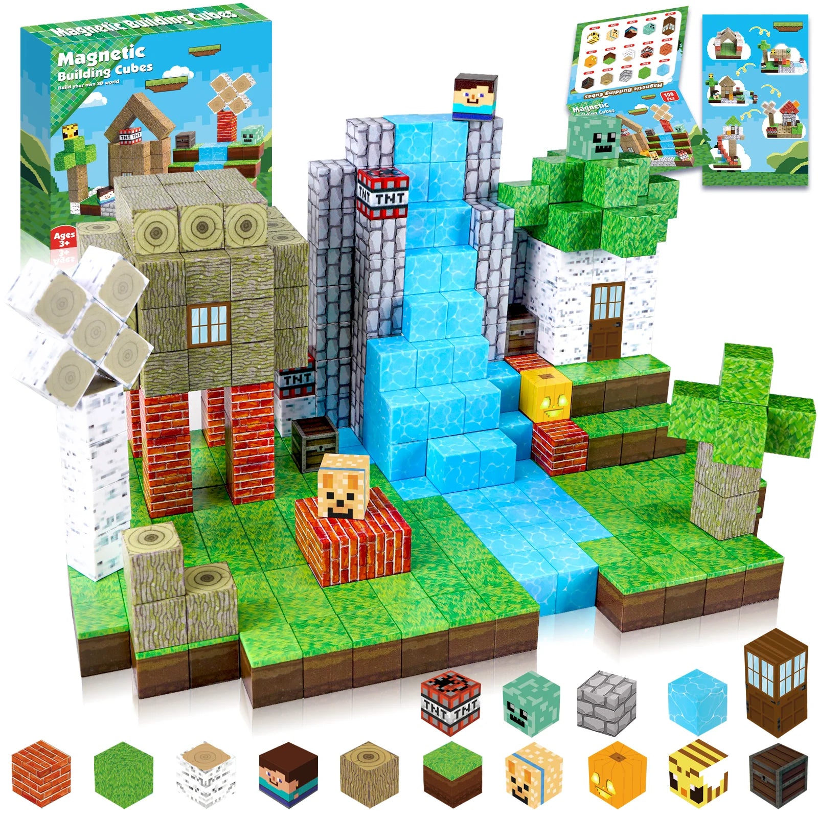 MAGNECRAFT Magnetic Blocks FOREST LIFE – 100 szt. magnetycznych klocków konstrukcyjnych STEM dla dzieci 3+